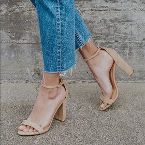 LULUS Taylor Natural Suede Ankle Strap Heels